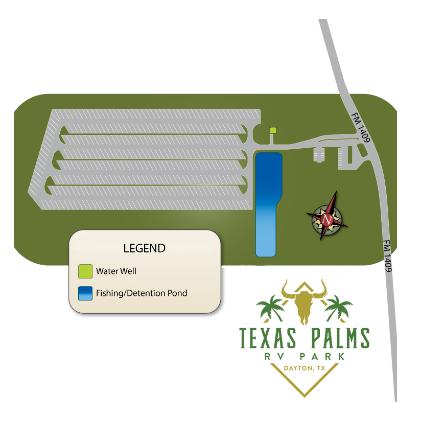 Park Map For Texas Palms RV Park in Dayton Texas